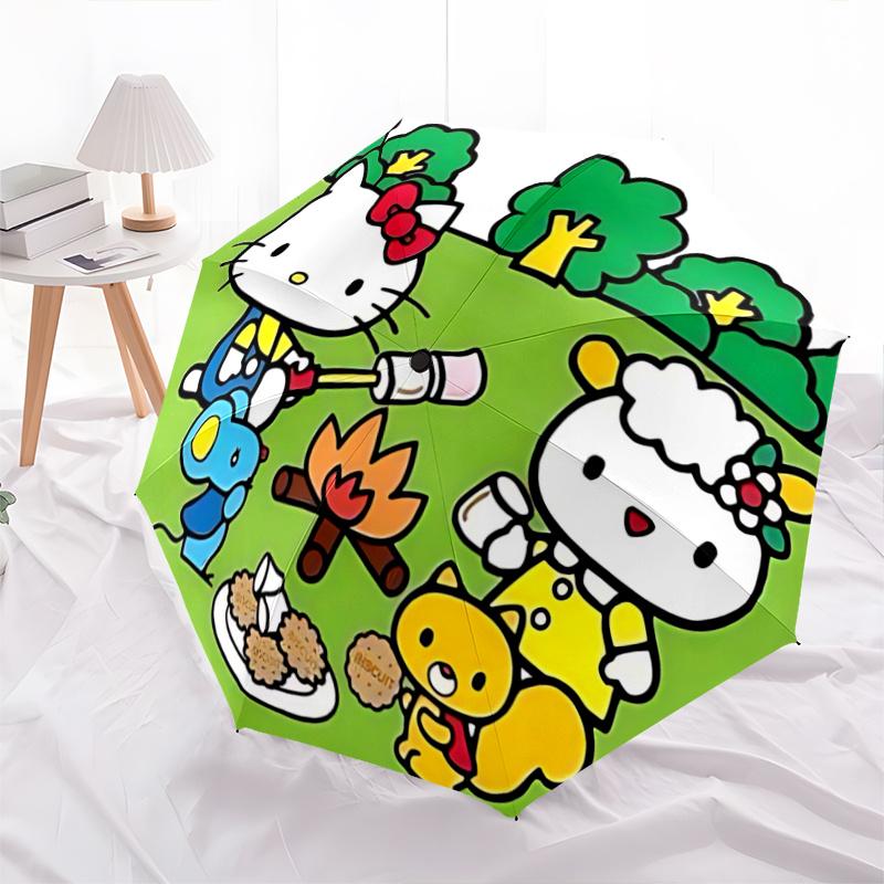 1pc Hello Kitty Automatic Opening/Closing Umbrella - Portable Three-Fold Design with 8-Bone Iron Frame - Outdoor for Fans, Travelers, Everyday Use - I
