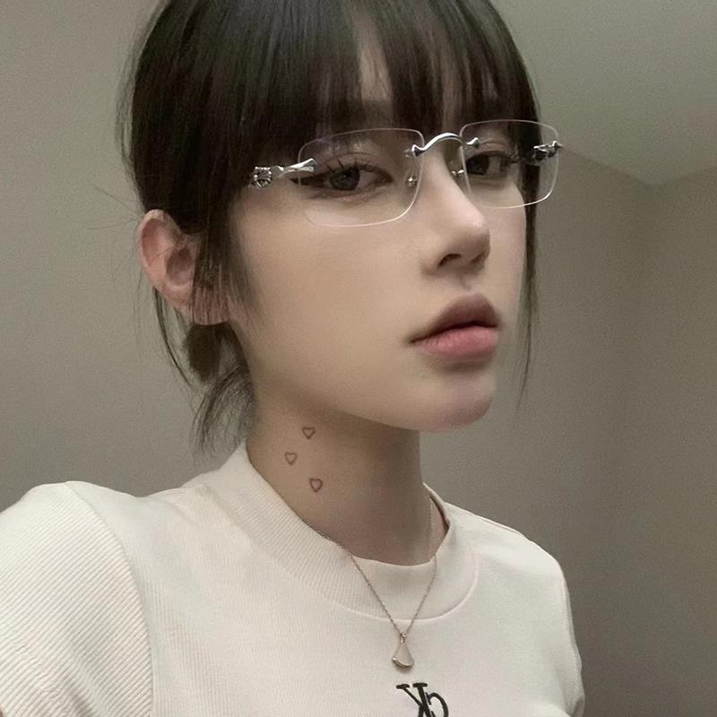 Очки для близорукости без оправы с отделкой, женские, с защитой от синего света, Advanced Sense, ультралегкие, золотые, шелковые, простые, плоские очки, деловые очки