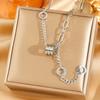 Titanium Steel Necklace For Women Elegant Simple Fashion Zircon Collarbone Chain Light Luxury Niche Jewelry