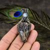 Russian Charoite, Moonstone Copper Wire Wrap Jewelry Pendant 2.76" d6A09