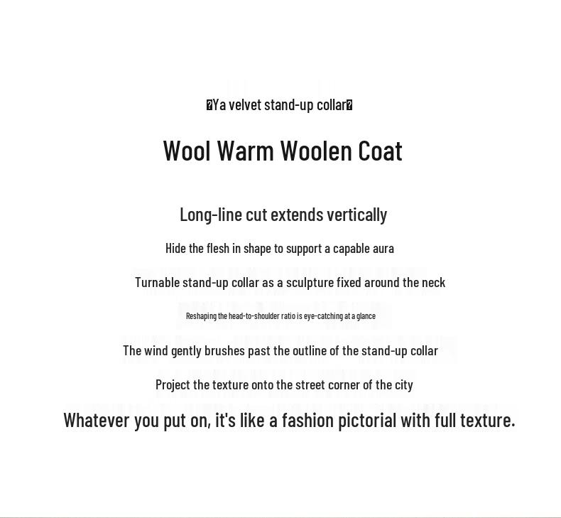 WHIteALLUSION Women's Stand-Collar Wool Coat