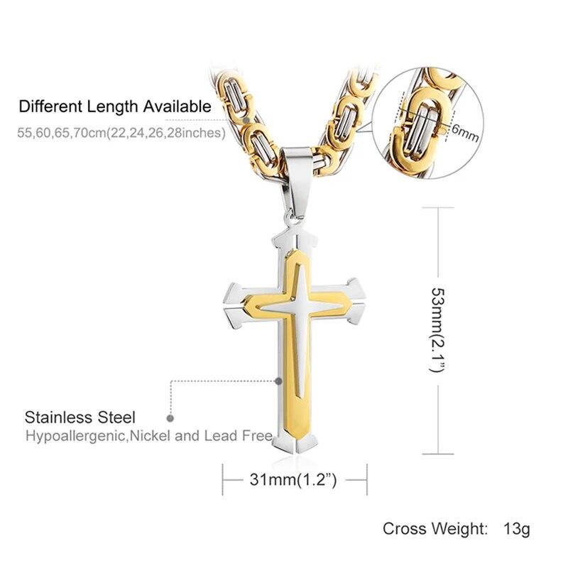 Модное ожерелье с подвесками в виде креста в стиле панк-рок для мужчин, цепочка из нержавеющей стали, мужское ожерелье в стиле панк, ювелирное изделие, подарок