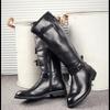 Plus Size 37-46 Top Quality Punk Style Gothic Knee High Motorcycle Boots Men Winter  Soft Leather Long Boots for Man
