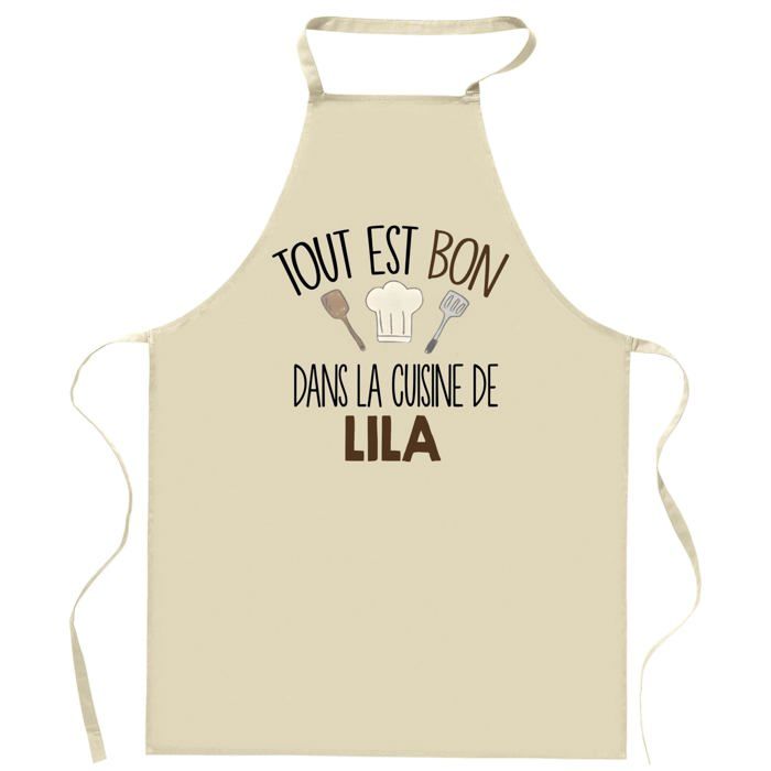 Tablier de cuisine - Planetee "Tout est bon dans la cuisine" (LILA) - Coton résistant - Impression bretonne - Réglable