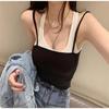 Summer New Korean Style Sexy Hottie Slim Fake Two-piece Color Matching Camisole for Women To Wear Inside and Outside The Top