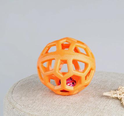 Durable Pet Dog Chew Ball Toy Hollow Design with Bell Inside for Interactive Play and Mental Stimulation Suitable for Small to Medium Dogs