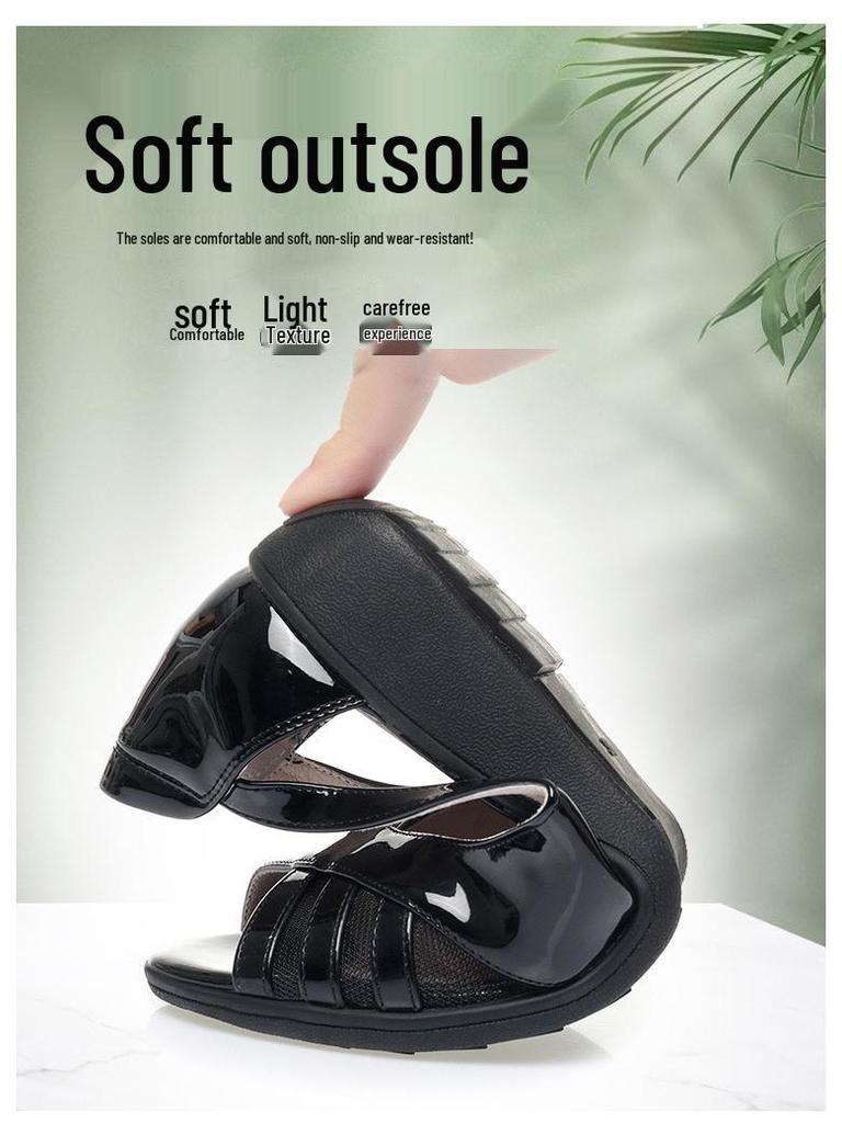 2024 Summer Women's Flat Sandals with Soft Sole - Comfortable Closed Heel, Open Toe Design for Moms