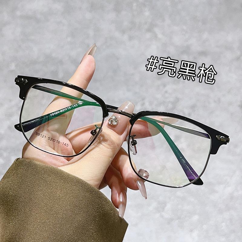 Очки для близорукости мужские Tide Half Frame простая черная оправа онлайн можно подобрать по степени, чтобы показать лицо маленькая оправа для глаз плоское зеркало для женщин