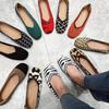 Square Head Single Shoes Women'S Shallow Mouth Flat Bottom European And American Style Shoes Knitted Shoes Soft Sole Knitted Shoes Women