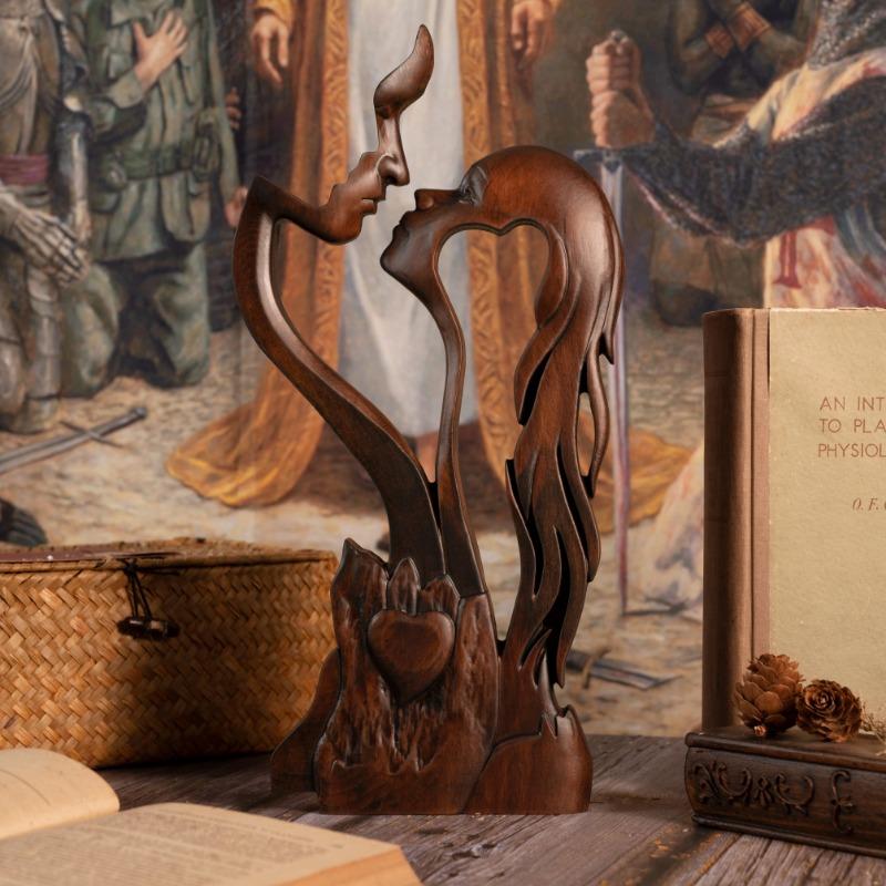 Вечная любовь Декор для дома Деревянный декор, Настольная скульптура, Пара целующихся любовных произведений искусства, Статуэтка, Подарок паре