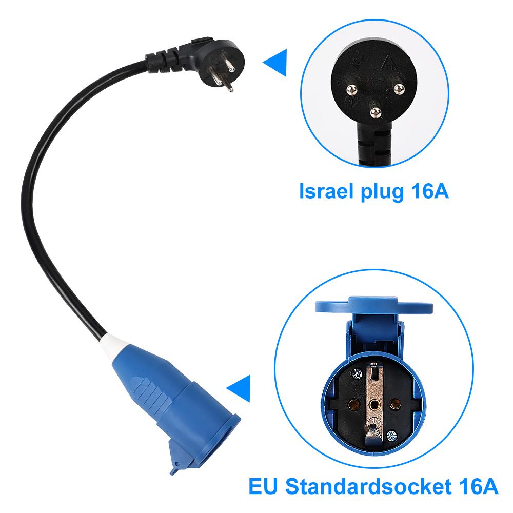 IPENGEN EV Charger Adapter 16A 3.5KW 1Phase EU Plug Multiple Plug Connector with Power Supply Side for Electric Car Charger