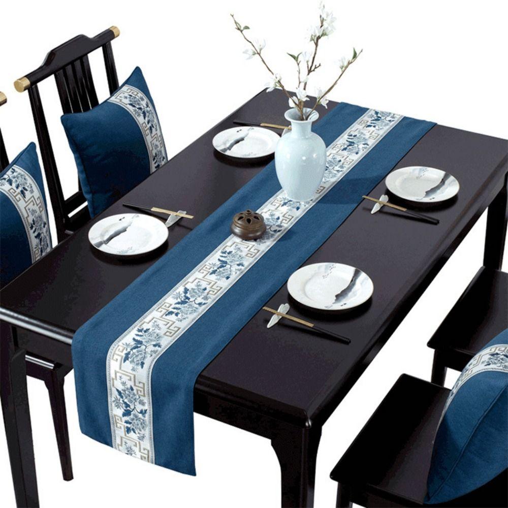 Chinese Style Floral Table Runner Vintage Tea Table Cloth Retro Table Flag Home Kitchen Use