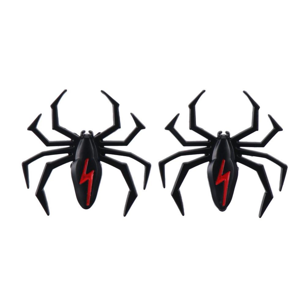 2Pcs Black Spider Emblem Badge Sticker Spider shape Self Adhesive Black Spider Badge Car