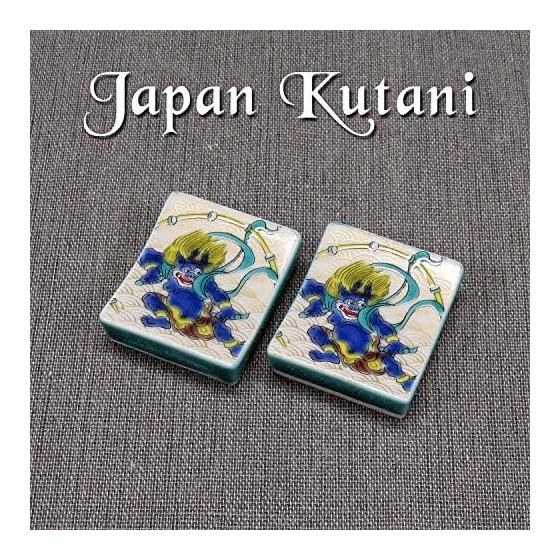 Подставки для палочек для еды Кутани, Набор из 2 шт., Дизайн Райдзин, Керамика, Сделано в Японии, 3,8 см x 3,2 см x 1 см, с подарочной коробкой