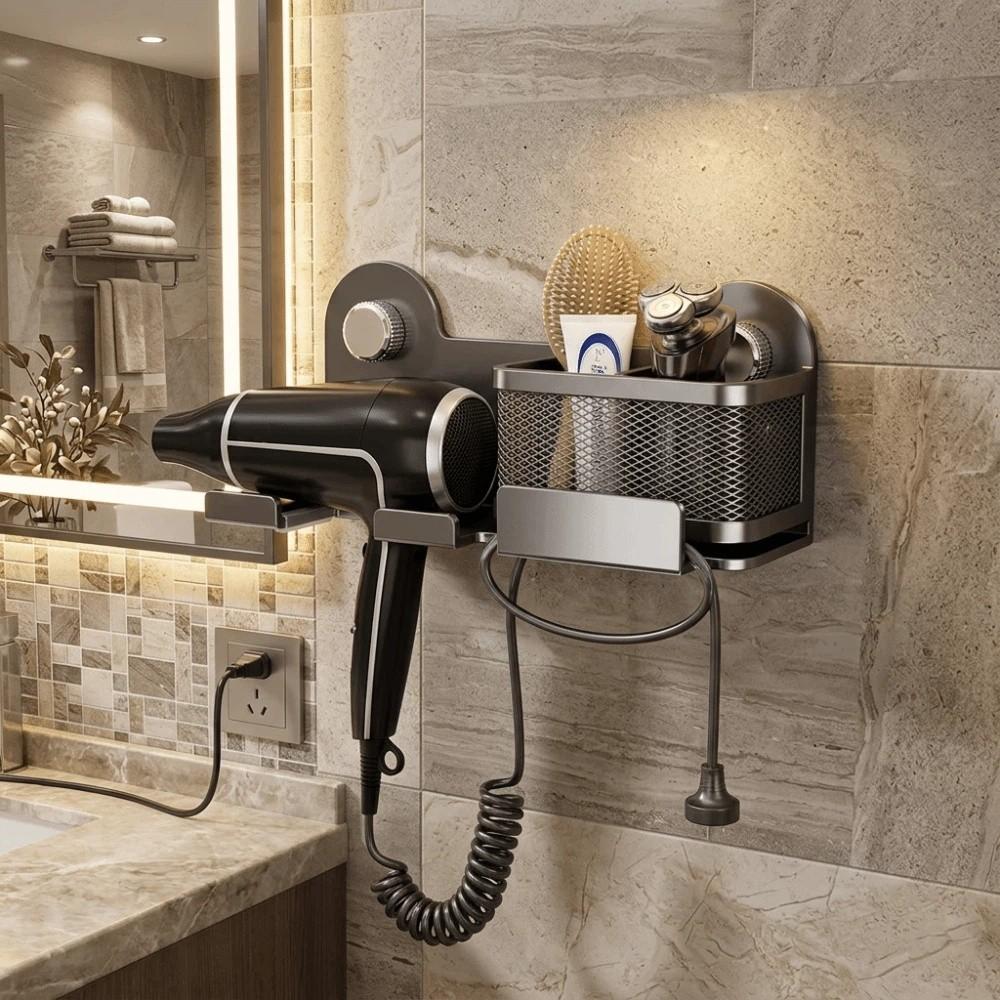 Wall Mounted Suction Cup Hair Dryer Holder Large Capacity Hair Straightener Holder Hotel