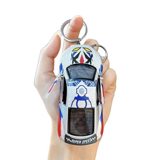 Брелок для ключей в виде гоночной машины с открывающимися дверями Yousheng, детский мини-игрушечный спортивный автомобиль с инерционным механизмом, держатель для ключей, подвеска для рюкзака, сумки, украшение