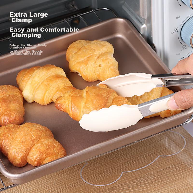 Baijie Stainless Steel Silicone Food Tongs, Steak Tongs, Barbecue Tongs, Kitchen Steak Tongs, Grilled Meat Tongs