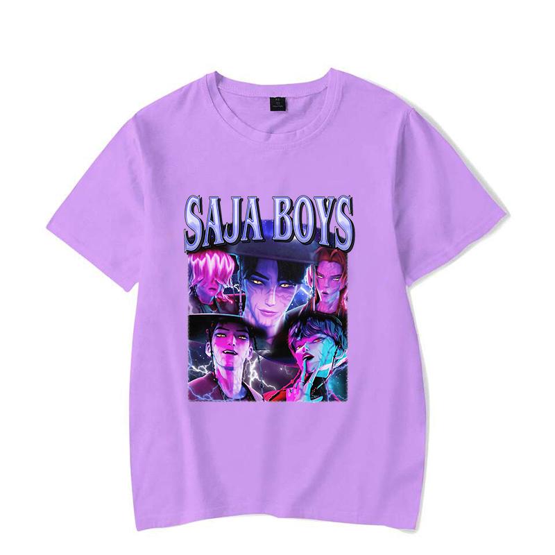 Горячая K-pop футболка с принтом Demon Hunters Saja Boys Летняя повседневная свободная футболка Женская Мужская Футболки Харадзюку