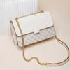 2023 Новая летняя кожаная сумка через плечо, модная сумка через плечо с принтом, простая текстурная цепочка, маленькая квадратная сумка