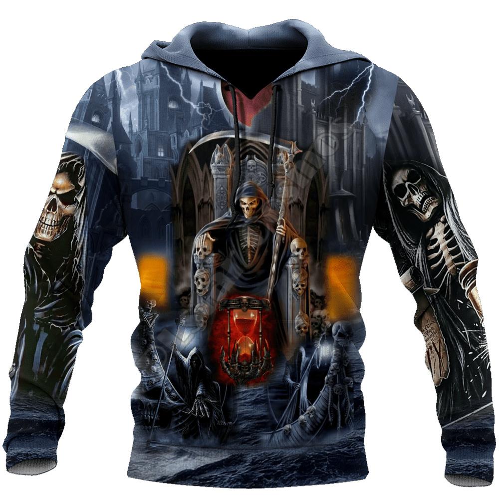 Мужская осенняя мужская одежда, толстовка с капюшоном с рисунком черепа ужасов, уличная одежда с 3d принтом, пуловер в стиле Харадзюку, спортивная одежда в стиле хип-хоп