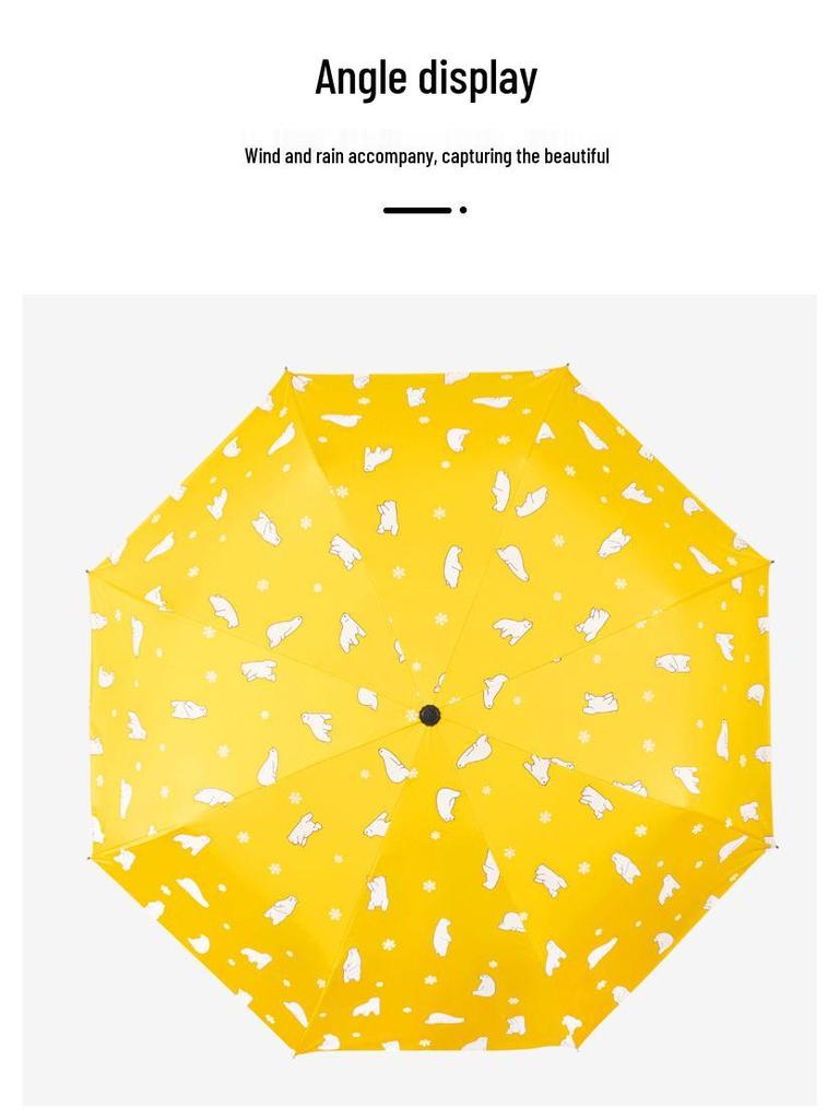 Cartoon Print Dual-Use Folding Sunshade Umbrella - UV Protection and Rainy Day Use
