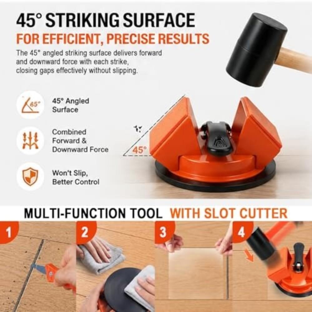 Suction Cup Floor Gap Puller 45° Striking Surface Plank Grabber for Laminate & Vinyl Plank, Tile