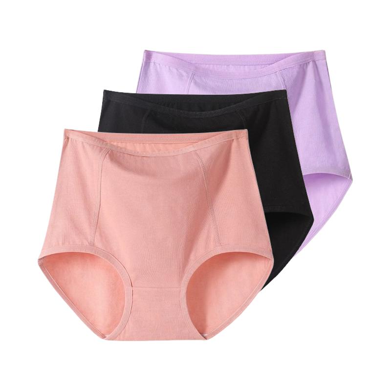 Женские трусики с высокой талией из 3 предметов, хлопковое нижнее белье, дышащие женские трусы большого размера XL-6XL
