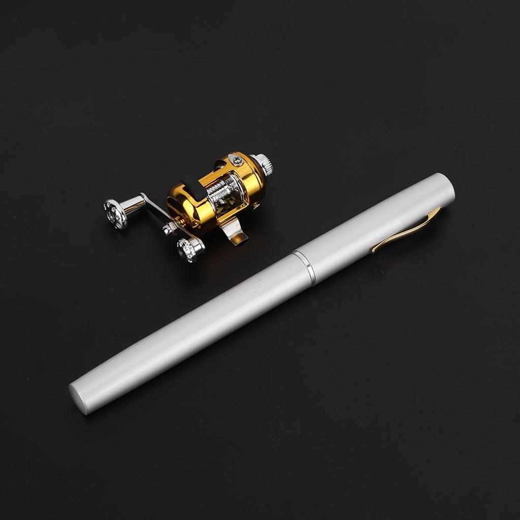Мини Портативное Телескопическое Удилище Карманного Формата и Рыболовная Катушка(Серебряный)