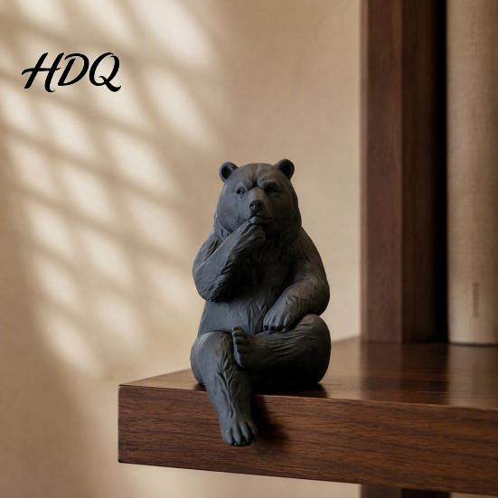 Креативные подарки для любителей животных 3D-печать Фигурка медведя Статуэтка Матовая смола Рельефная скульптура Нордические офисные настольные эстетические украшения Минималистичные