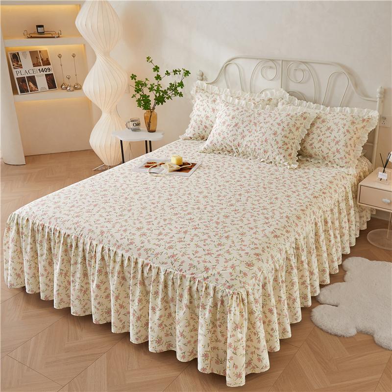 Комплект из 3 предметов с цветочным принтом, покрывало из 100% хлопка, мягкое покрывало в стиле принцессы для спальни, высококачественное покрывало с наволочками