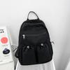 College Style Student School Bag Commuter Nylon Backpack Solid Color Women's Sports Bag
