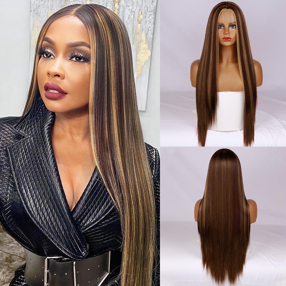 MERISIHAIR Женский модный длинный прямой парик красного вина с омбре без челки, кружевной передний парик, прямой парик из синтетического волокна для женщин