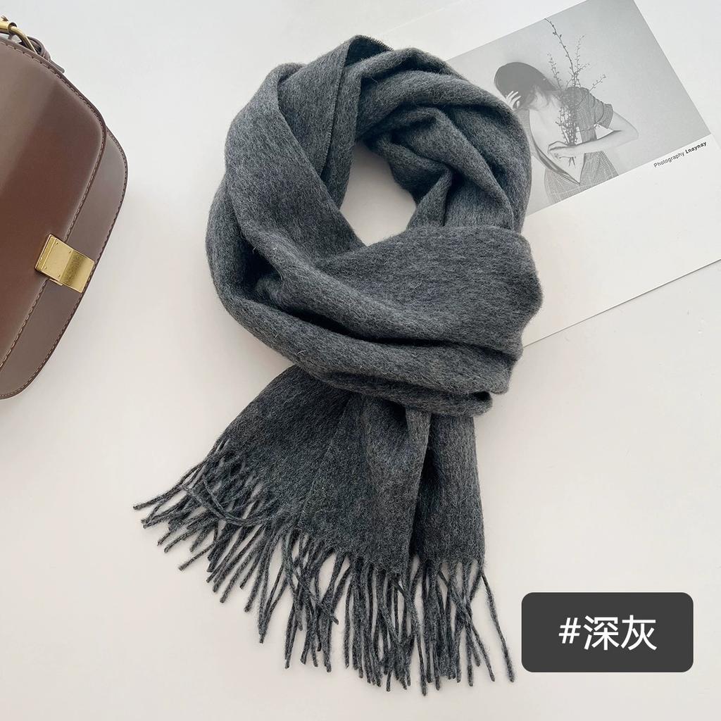 100% Wool Winter Scarf For Women Long Warm Cashmere Scarves Hijab Solid Lady Shawl Wrap Female Pashmina Bandana Head Scarfs