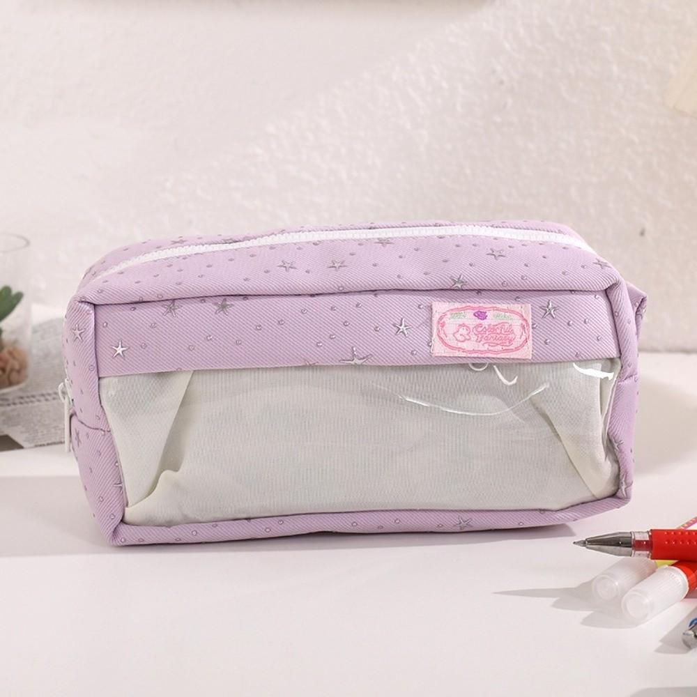 Large-capacity Pen Bag Star Print Pencil Pouch Portable Stationery Pouch  School Supplies