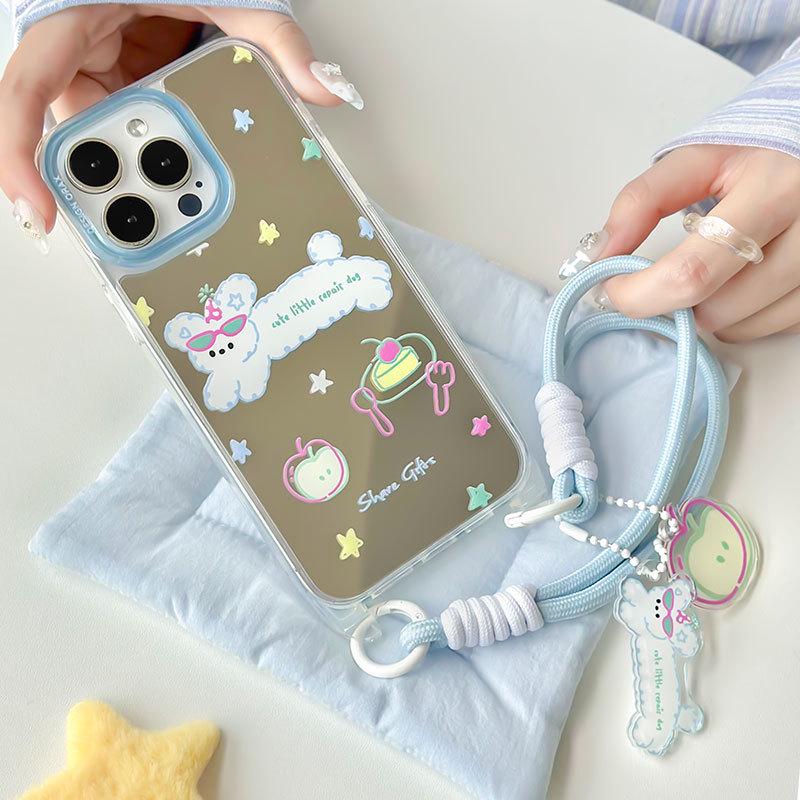 Чехол Zhitai Summer Lanyard Mirror для iPhone 14/15 Pro и 12/13 — подходит для мобильных телефонов Apple, идеально подходит для женщин