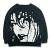 European and American Men and Women Ins Autumn and Winter Round Neck Anime Loose Knit Sweater for Couples