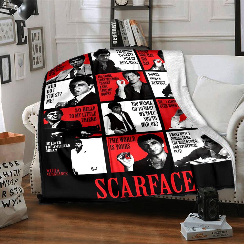 Scarface Characters Poster Flannel Blanket Super Soft Warm Cozy Blanket For Sofa Bed Office Travel Allseason Home Decor Gift