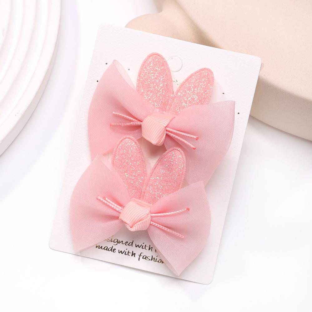 2pcs/set Lovely Lace Bows Hair Clips for Girls Sweet Solid Color Gauze Clip Soft Hairpins Pink Princess Kids Hair Accessories
