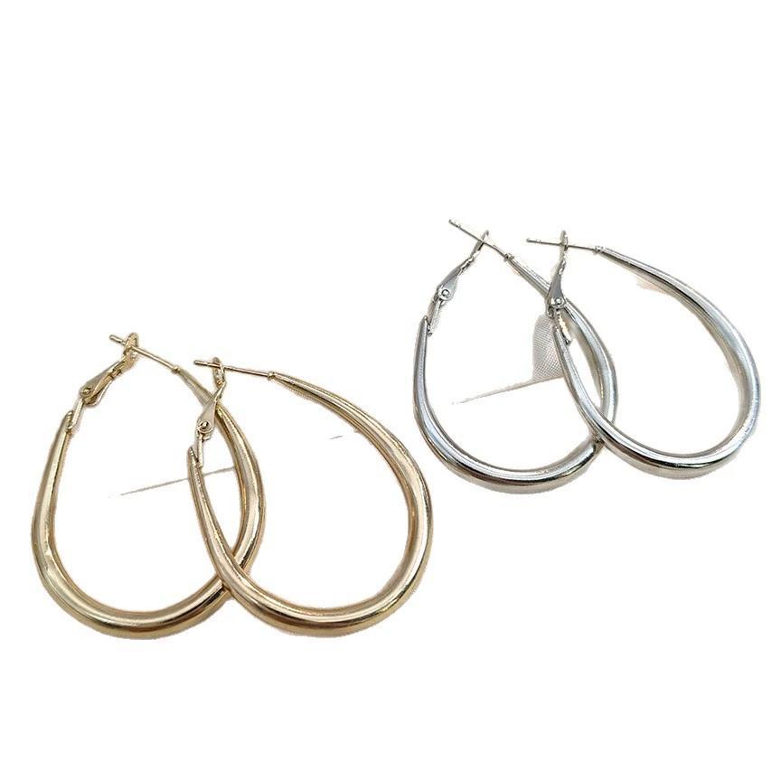 Hiphop Rock Big Waterdrop Hoop Earrings For Women Fashion Jewelry Steampunk Simple Hollow Geometry Ear Hook Girl Gift