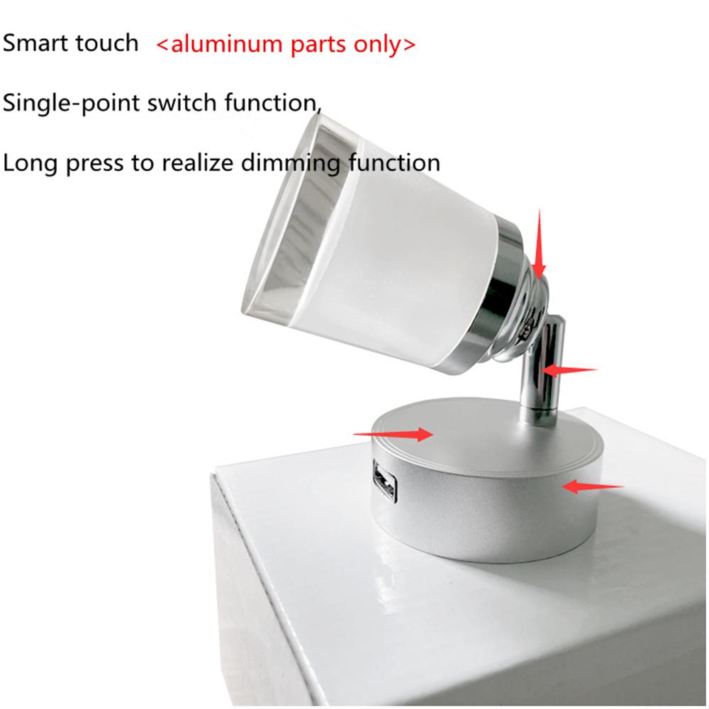 3 Вт 2 А Светодиодный поворотный прикроватный светильник для чтения на диване, настенный светильник для дома на колесах, настольная книжная лампа, теплый
