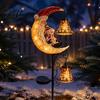 Easy Install Outdoor Stakes Solar Snowman/Ghost Moon Stake Light Waterproof Metal Garden Sculpture Decorative Creative Art Gifts Powered Ground Lamp