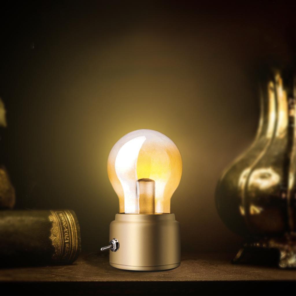 Vintage Light Bulb Night Light Energy-saving Bulb Lamp Retro Table Lamp Bedside Desk Lamp Metal