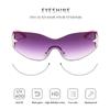 Oversized Rimless Goggle Punk Wrap Around Y2K Sunglasses for Women Men Shades Sports Sun Glasses