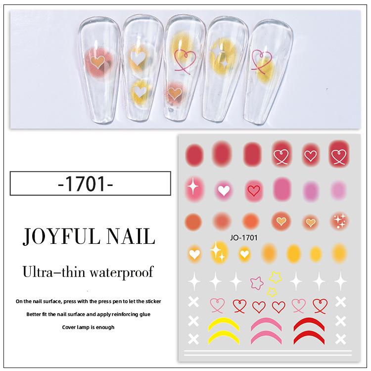 Румяна Персиковое Сердце Наклейки для Ногтей: Самоклеящиеся наклейки с градиентным цветом для нейл-арта