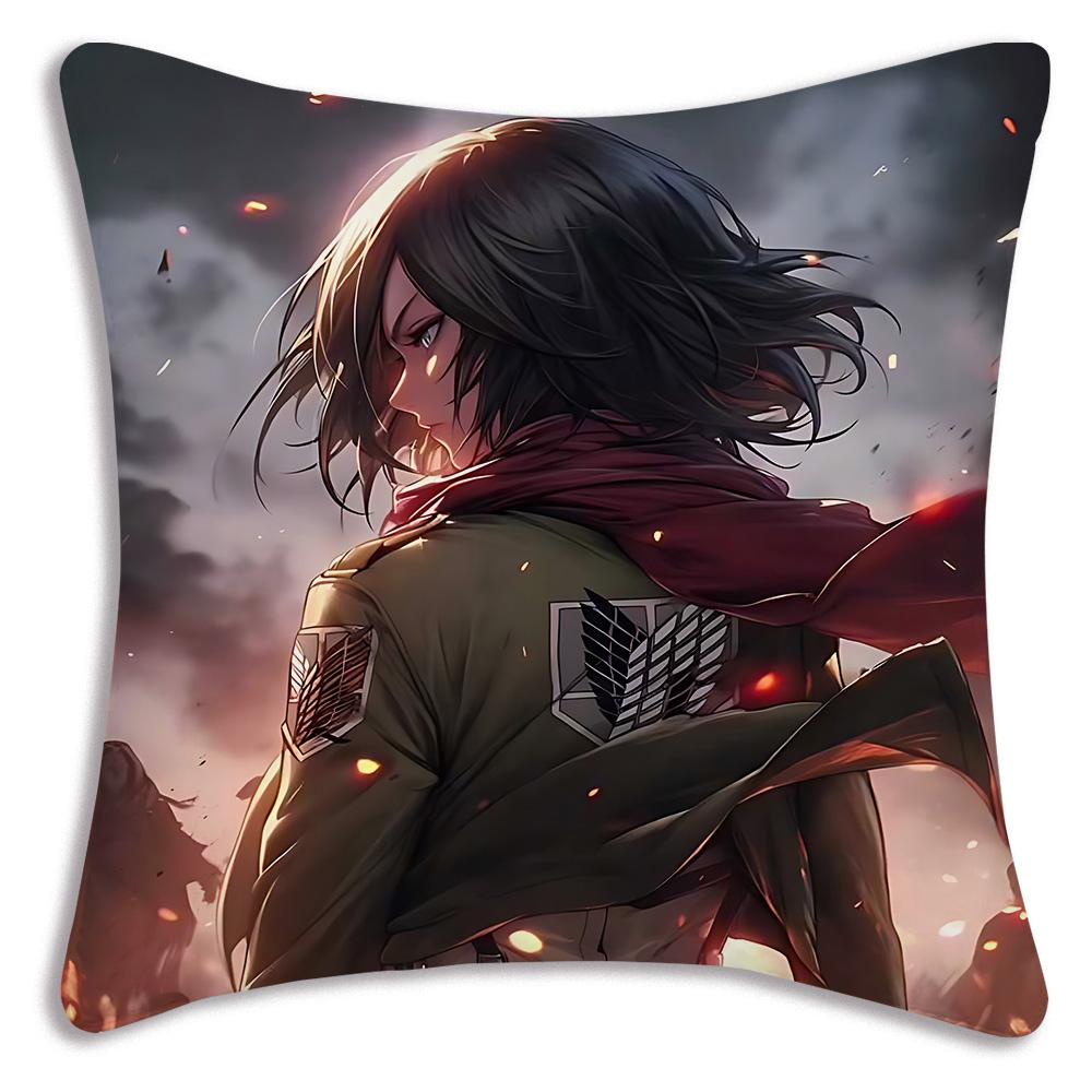 Anime Attack on Titan Pillow Covers Cartoon Sofa Decorative Home Doublesided Printing Short Plush Cute Cushion Cover