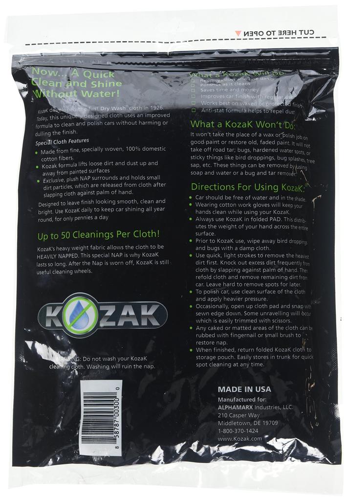 Kozak Auto Dry Wash Waterless Car Wash Duster Cloth (1050B)