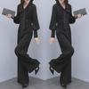 2025 Women's Fashion: Southeast Asia Two-Piece Set - Wide-Leg Pants & Loose Long-Sleeve Casual Suit Korean Style.