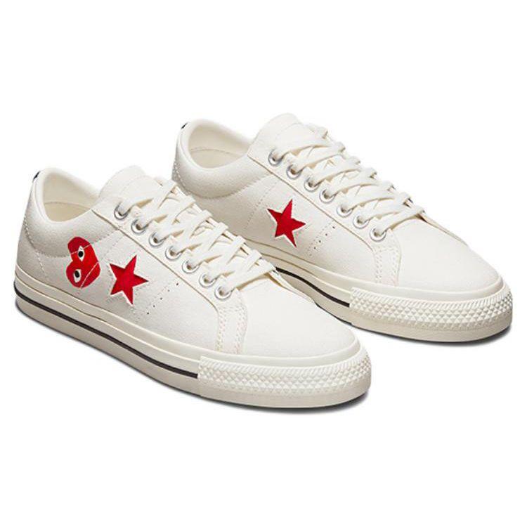 Comme Des Garçons Play X Converse One Star Cloud Dancer Unisex Sneakers Cream Red White A01792C