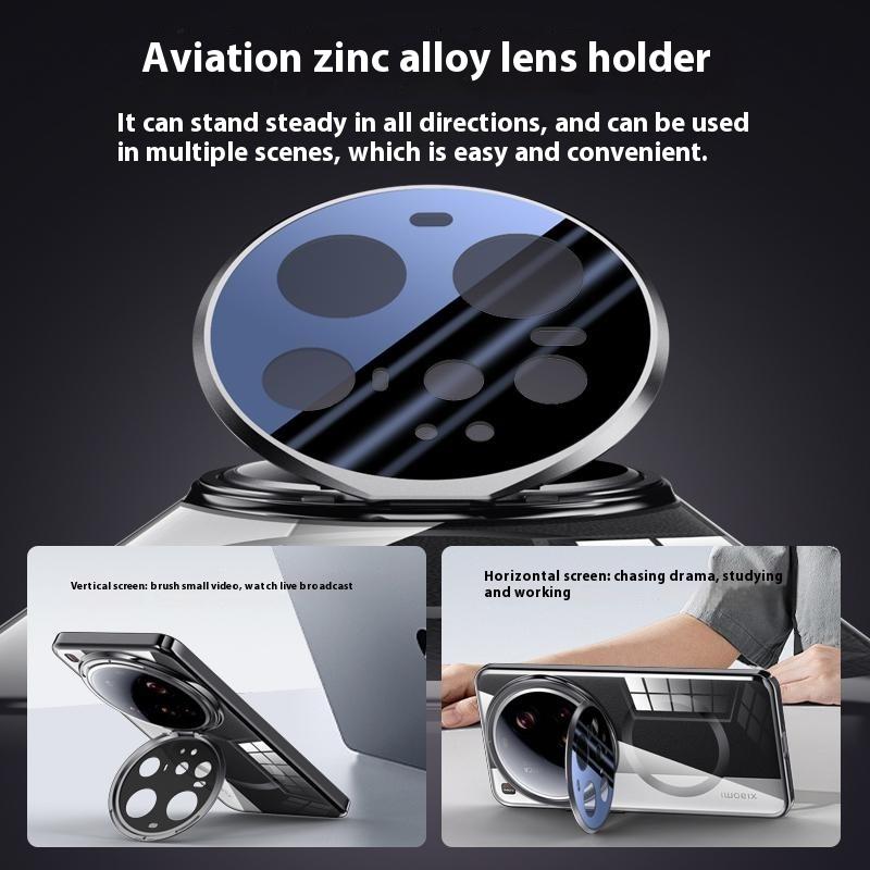 For Xiaomi 15 Ultra Case Compatible with MagSafe Lens Film Kickstand Clear PC Back Cover