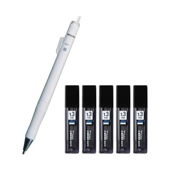 Механический карандаш Tombow MONO Graph 1,3 мм Толстый грифель Белый DPB-151C + Сменные грифели 1,3 мм HB 5 шт. ECJ-121-5P